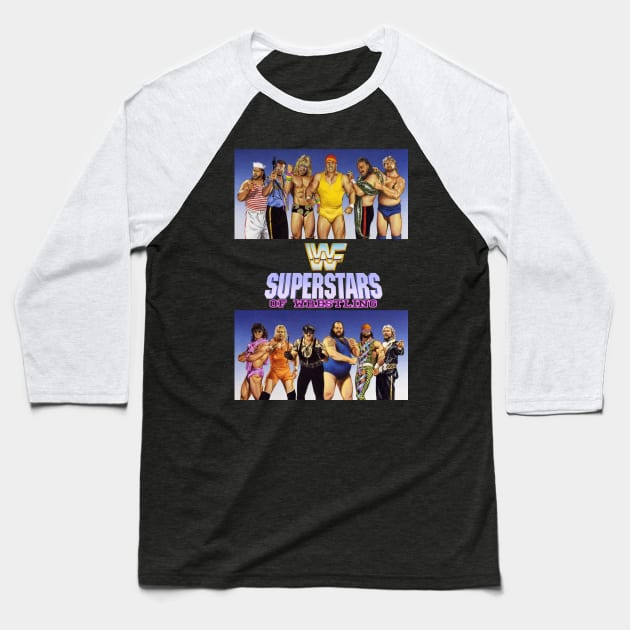 Superstars of Wrestling Baseball T-Shirt by Meat Beat